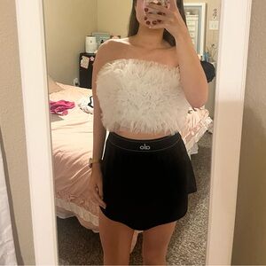 White Strapless Crop Top!!